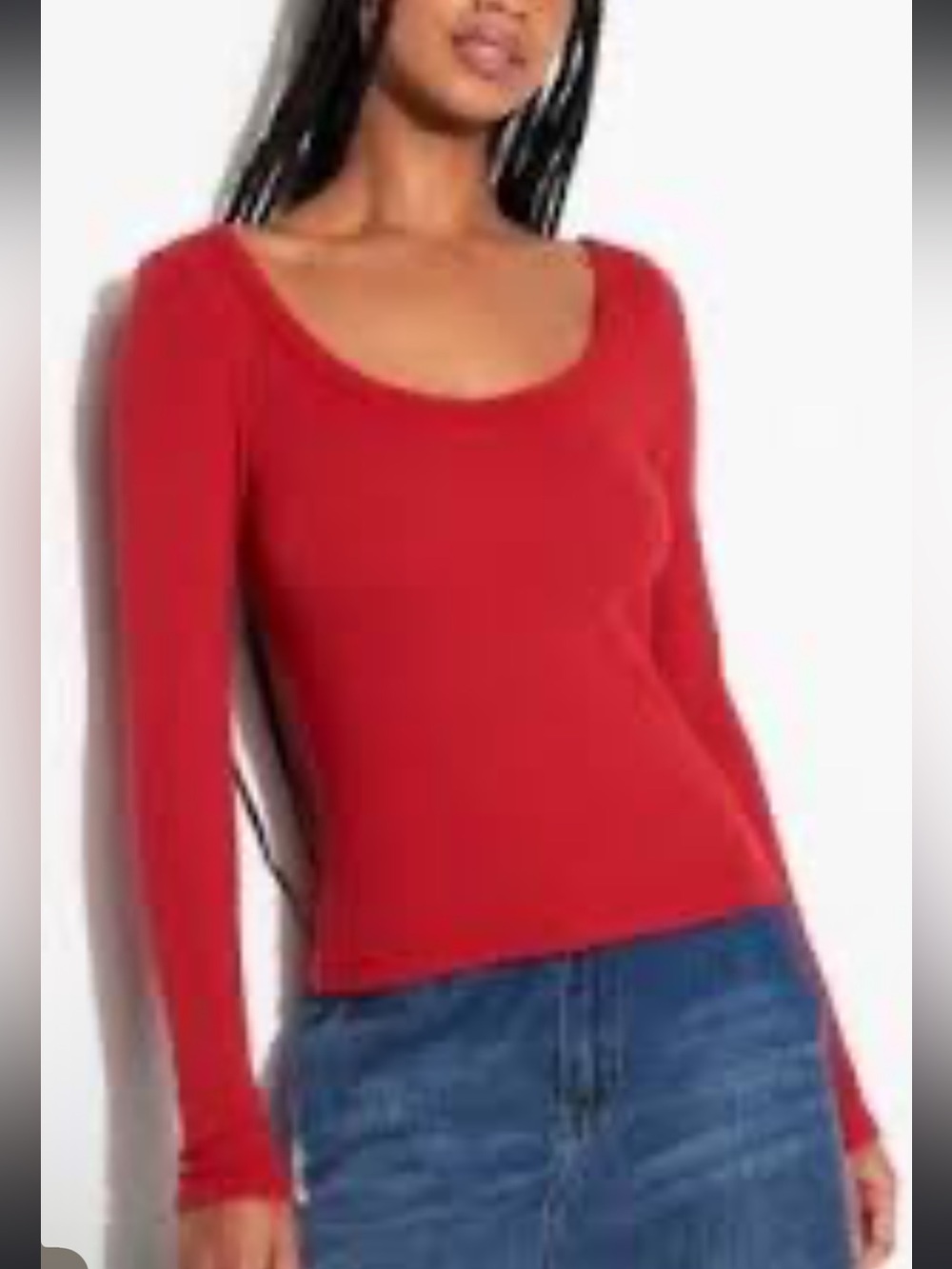 NWT Spiritual Gangster Red Chrissie Rib Long Sleeve Top